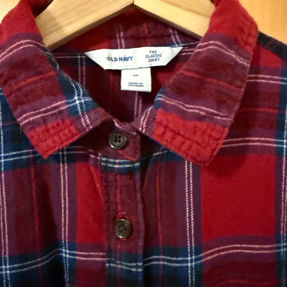 Plaid Classic Flannel Shirt Red and Blue size M